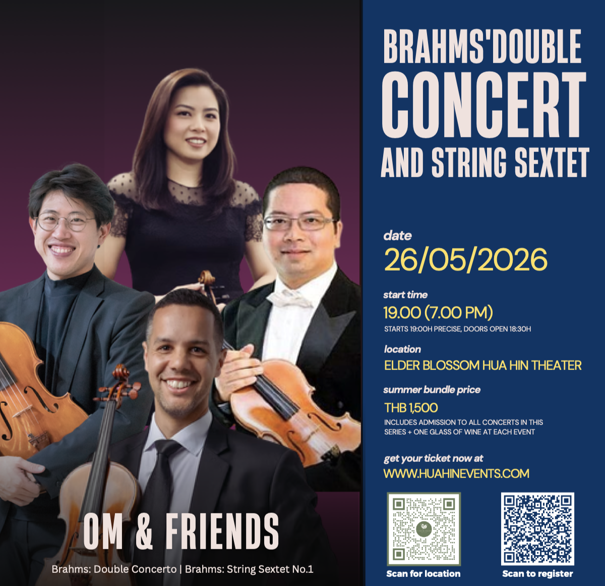Om & Friends performs Brahms' 'Double Concert' and 'String Sextet'